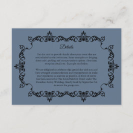Classic Slate Blue Ornately Framed Wedding Tilläggskort