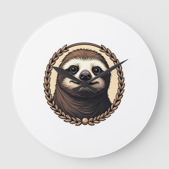 Classic Sloth Engraving Nature Shirt (1) Stor Klocka (Framsida)