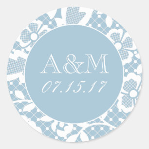 Classic Snöre Monogrammed Bröllop Sticker Runt Klistermärke
