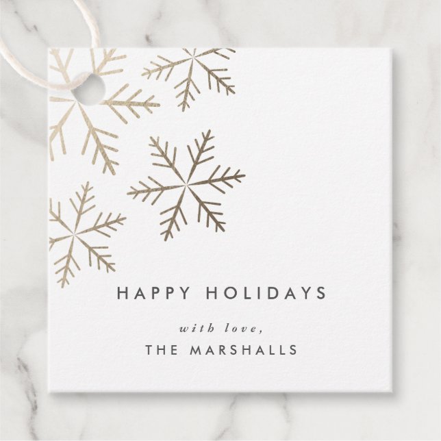 Classic Snowflake Faux Foil Helgdag Gift Gåvor Etiketter (Framsida)