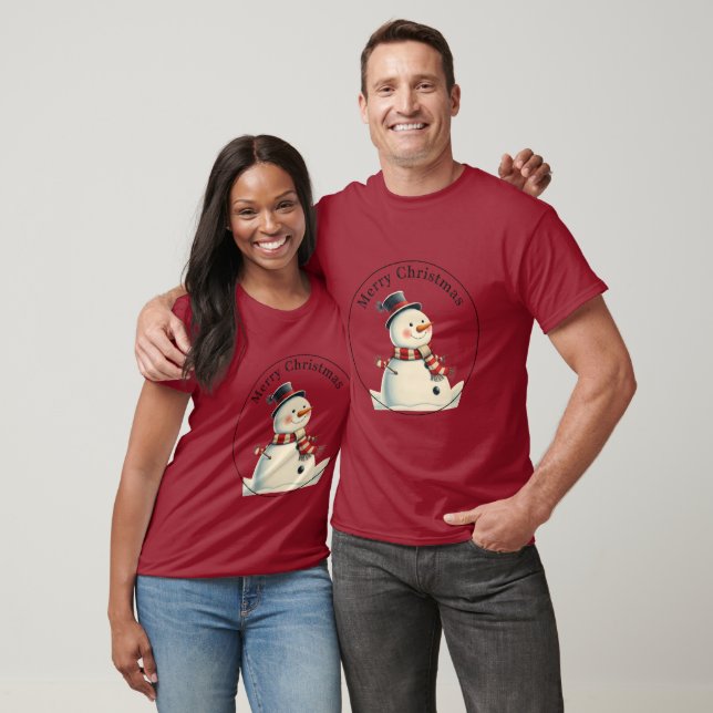 Classic Snowman Christmas Tree Ornament with Hat a T Shirt (Unisex)