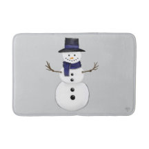 Classic Snowman with Dark Blue Scarf on Grey 