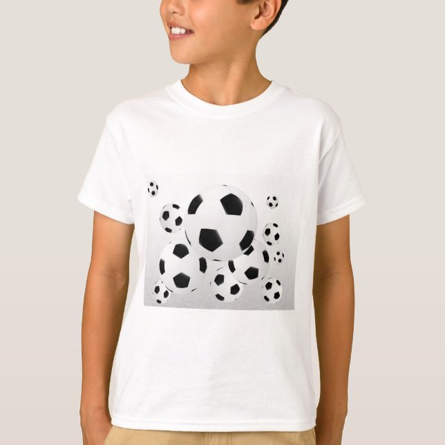 Classic Soccer Football Balls Flying Sports T Shirt (Framsida)