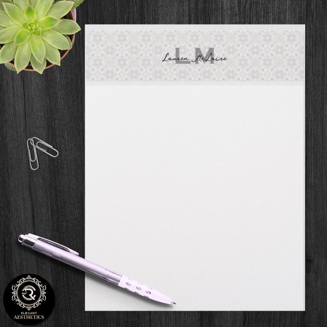 Classic Spanish Tile Monogram Branding Brevhuvud (Classic Spanish Tile Monogram Branding Letterhead)