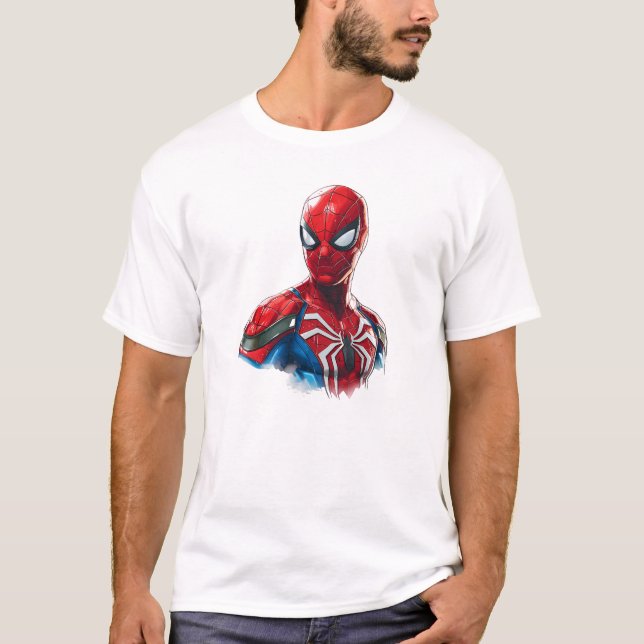 Classic Spider-man Artwork Illustration T Shirt (Framsida)