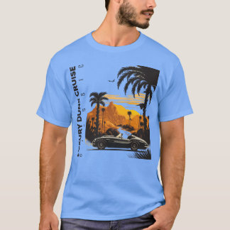 Classic sports car on mountains with palm friend t shirt