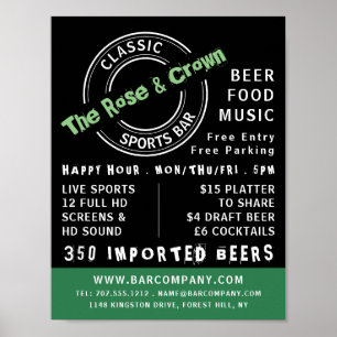 Classic Sports Pub Logotyp, Pub/Brewery Advertisin Poster