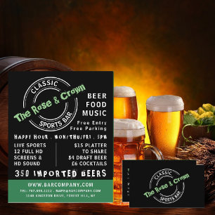 Classic Sports Pub Logotyp, Pub/Brewery Visitkort