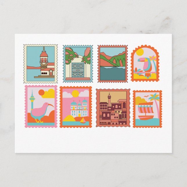 CLASSIC STAMPS ART POSTCARD VYKORT (Framsida)