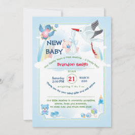 Classic Stork Baby Shower Invitation Inbjudningar