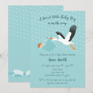 Classic Stork Pojke Shower-inbjudan Inbjudningar