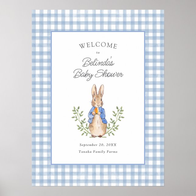 Classic Storybook Rabbit Baby Shower Welcome Poster (Framsidan)
