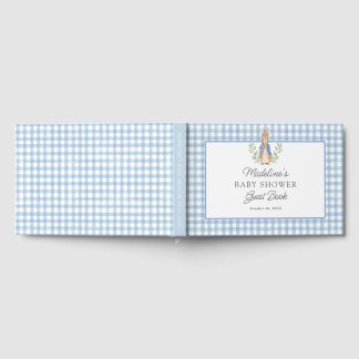 Classic Storybook Rabbit Blue Gingham Baby Shower Gästböcker