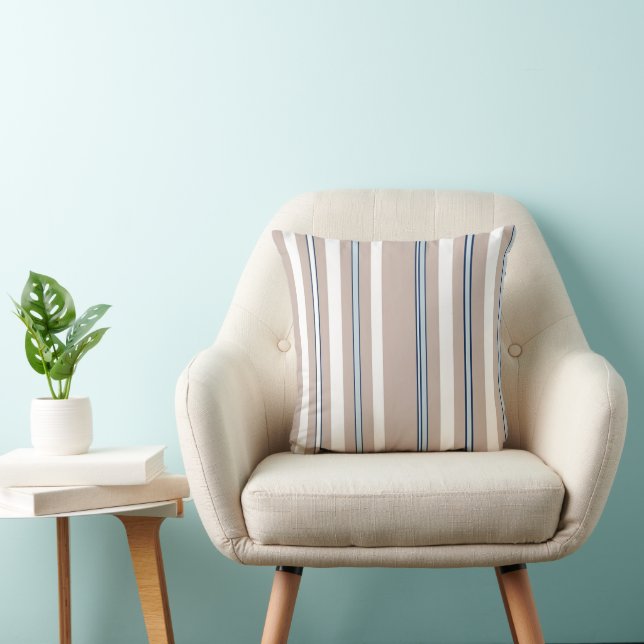 Classic Stripe Beige, white and blue  Kudde (Stol)