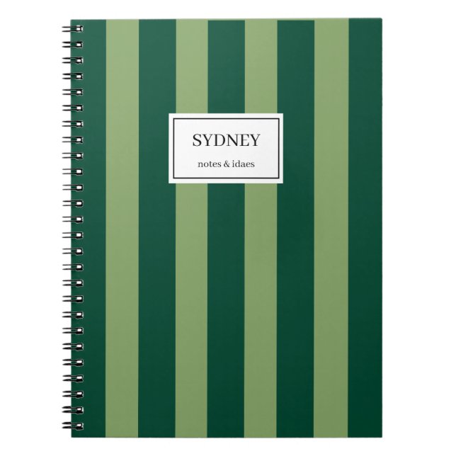 Classic Striped Notebook Custom Name Journal  Anteckningsbok (Framsidan)