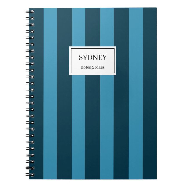 Classic Striped Notebook Custom Name Journal  Anteckningsbok (Framsidan)
