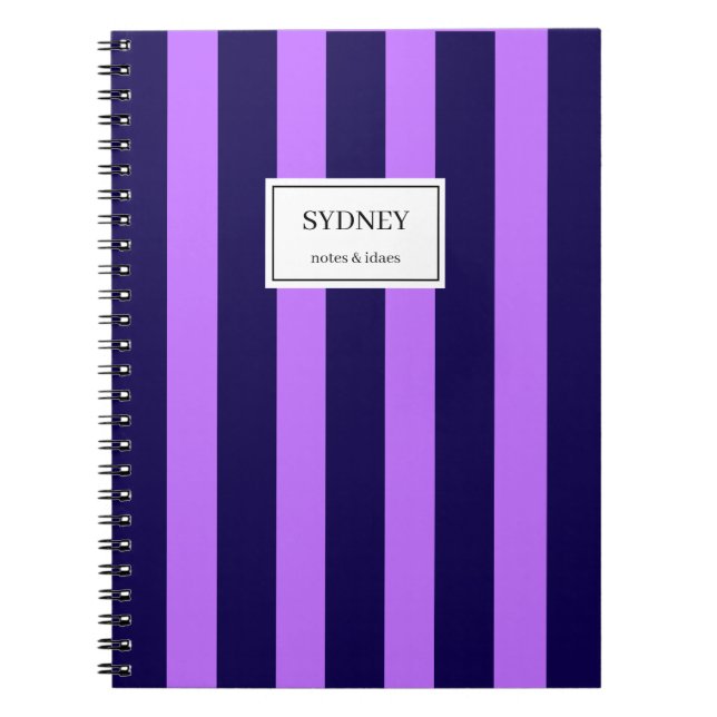 Classic Striped Notebook Custom Name Journal  Anteckningsbok (Framsidan)