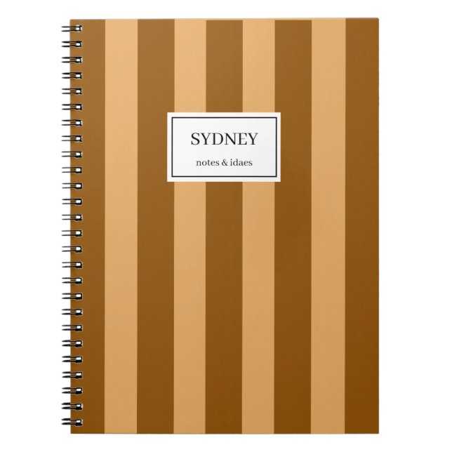 Classic Striped Notebook Custom Name Journal  Anteckningsbok (Framsidan)