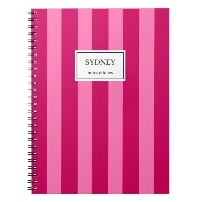 Classic Striped Notebook Custom Name Journal  Anteckningsbok (Framsidan)