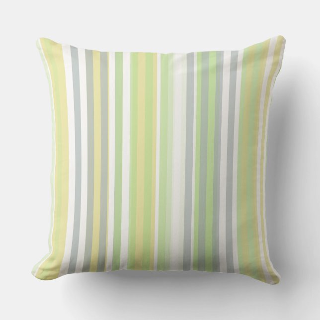 Classic Stripes Celery, Lemon, Grey Throw Pillow Kudde (Framsida)