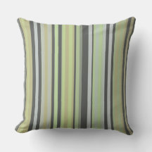 Classic Stripes Green Grey Shades Throw Pillow