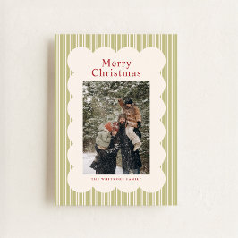 Classic Stripes Photo Holiday Card Julkort