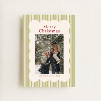 Classic Stripes Photo Holiday Card Julkort