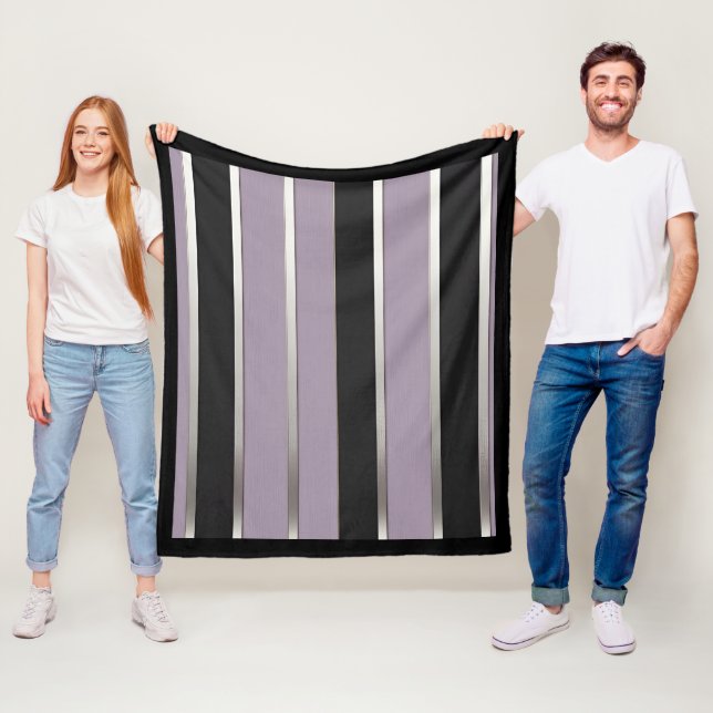 Classic Stripes Purple Black and Silver Fleecefilt (På plats)