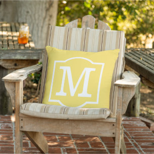 Classic Sunshine Gult Anpassningsbar Monogram Brev Utomhuskudde