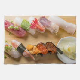 Classic Sushi Assortment on Wood Kökshandduk