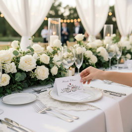 Classic Swan Monogram Pink Border Wedding Bordsnummer