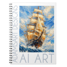 Classic Tall Ship at Sea – Impasto Nautical Art Anteckningsbok