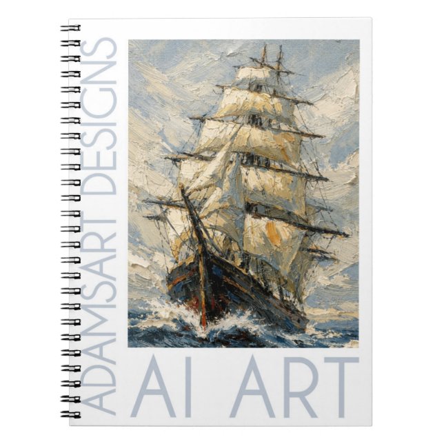Classic Tall Ship at Sea – Impasto Nautical Art Anteckningsbok (Framsidan)