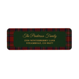 Classic Tartan Plaid Christmas Address Label Returadress Etikett