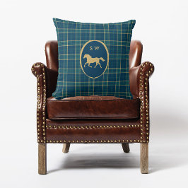 Classic Tartan Play Horse Equestrian Monogrammed Kudde