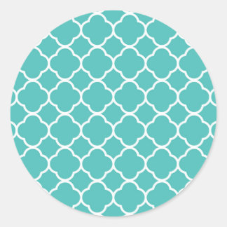 Classic Teal Moroccan Mönster Runt Klistermärke