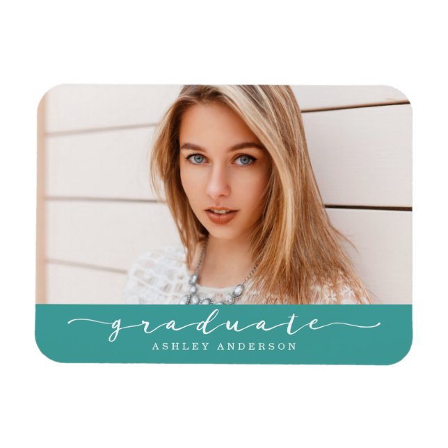 Classic Teal Studenten Photo Magnet (Horisontell)