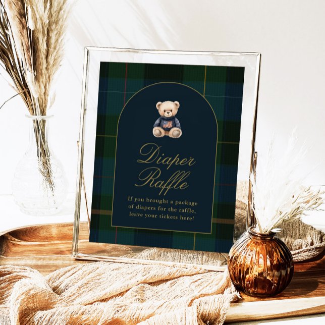 Classic Teddy Bear Dark Green Plaid Cards & Gifts Poster (Skapare uppladdad)