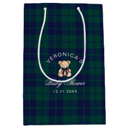 Classic Teddy Bear Navy Plaid Baby Shower