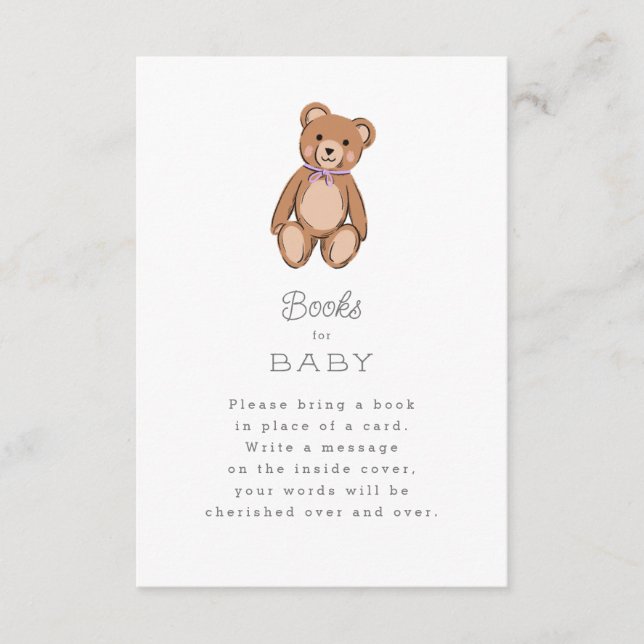 Classic Teddy Lila Blue Baby Shower Tilläggskort (Framsida)