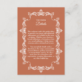 Classic Terracotta Clay Ornately Framed Wedding Tilläggskort