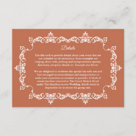 Classic Terracotta Clay Ornately Framed Wedding Tilläggskort