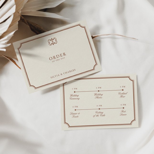 Classic Terracotta & Ecru Bröllop Timeline Tilläggskort (Classic Terracotta & Ecru Wedding Timeline Enclosure Card)