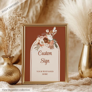 Classic Terracotta Pampas Sage Boho Arch Bröllop Poster
