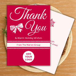 Classic Thank You Holiday Card | Business Info Julkort