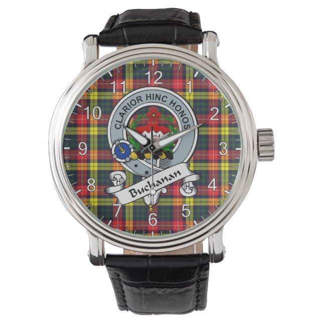 Classic Timeless Clan Buchanan Modern Badge Tartan Armbandsur (Framsida)