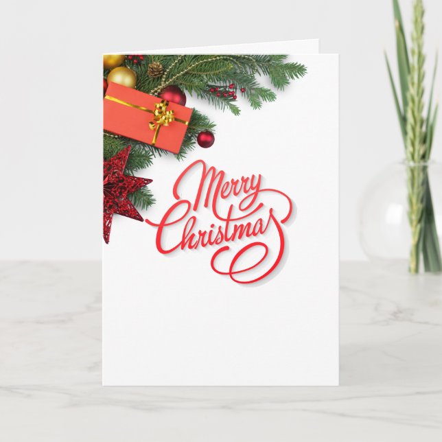 Classic Traditional Red & Green- Elegant Christmas Helgkort (Framsida)