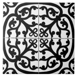 Classic Traditional Stylish Abstract Black & White Kakelplatta