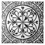 Classic Traditional Stylish Abstract Black & White Kakelplatta<br><div class="desc">This is a reproduction of a vintage antique ceramic tile. There is symbolism in this tile: The Oak leaves represent strength and longevity. The branching vines and floral flourishes are tied to the idea of the Tree of Life. The circular composition implies eternity, unity, and harmony. Symmetry reinforces ideas of...</div>