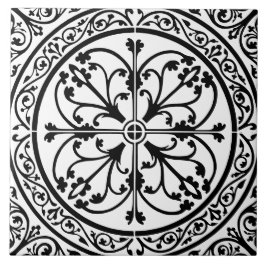 Classic Traditional Stylish Abstract Black & White Kakelplatta